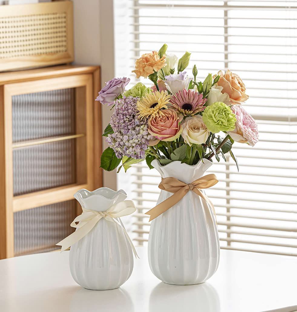 特価セール】フラワーベース（白）19cm 花器 | 花瓶 おしゃれ 陶器 白磁 白 陶磁器 - メルカリ