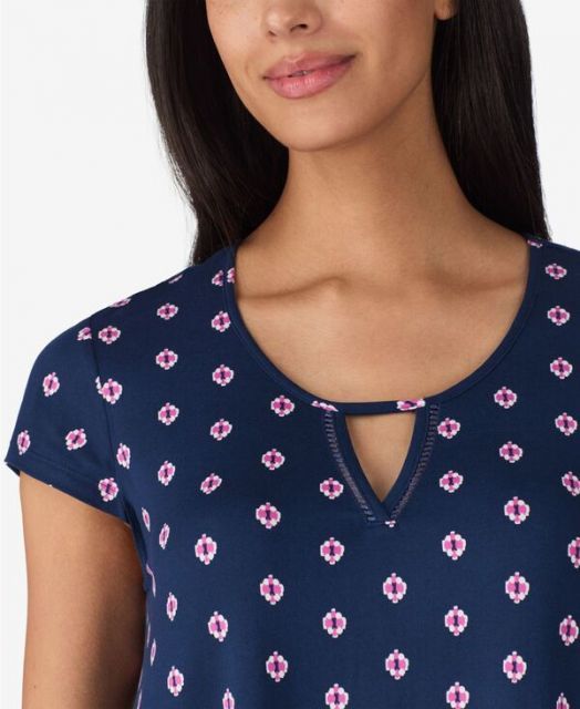 エレントレイシー レディース ナイトウェア アンダーウェア Women s Short Sleeve Chemise Dark Blue DECORATOM_COM_BR