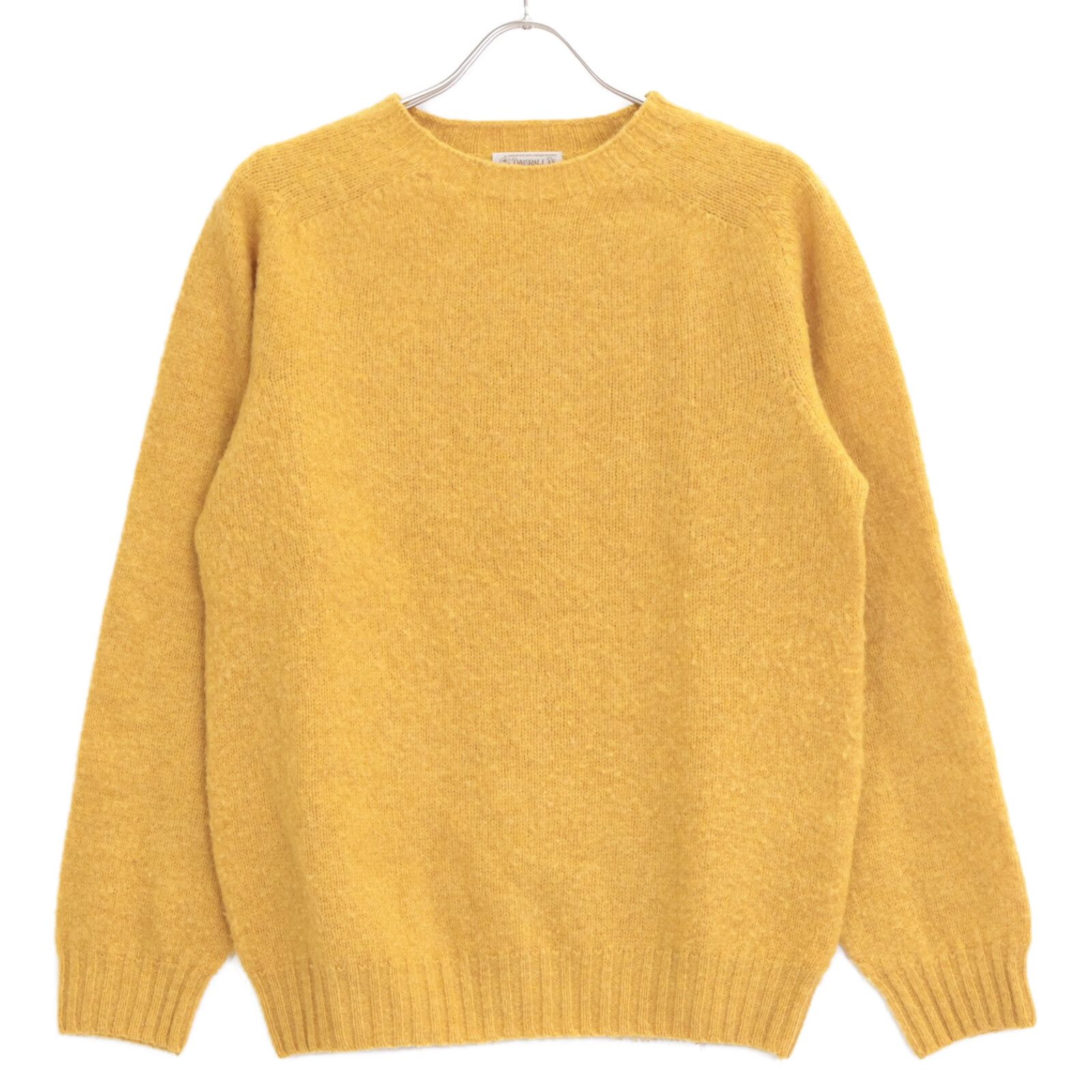 INVERALLAN インバーアラン イエロー シェットランド クルーネック サドルショルダー INVERALLAN インバーアラン イエロー シェットランド クルーネック サドルショルダー