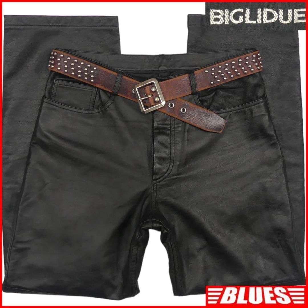 BIGLIDUE レザーパンツ バイク 本革 メンズ 黒 W31 HN1982 - メルカリ