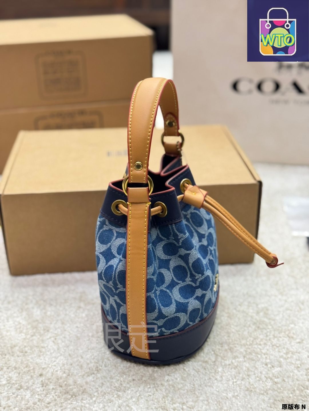 今日特価】COACH Denim Mini Bucket Bag・コーチ デニム