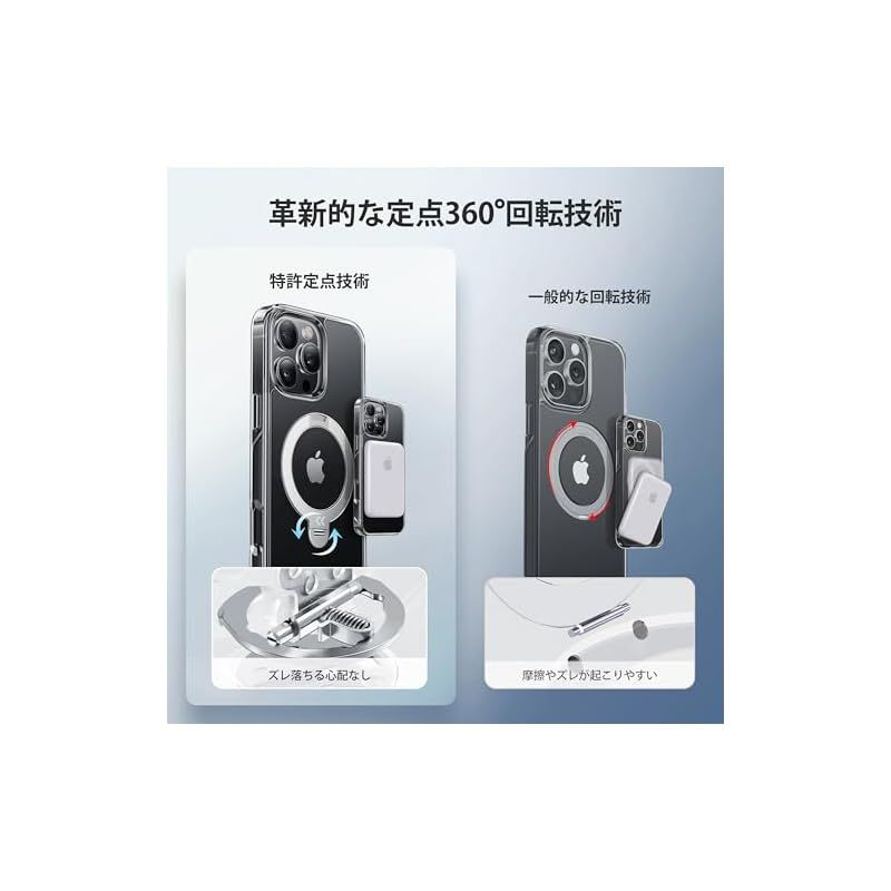 透き通る上質感・定点360°回転】CASEKOO iPhone 16 Pro Max 用