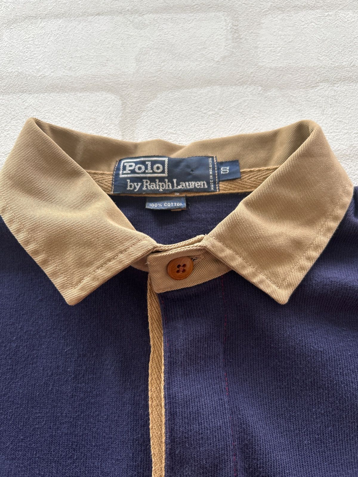 希少☆ポロバイラルフローレン 太ボーダー 刺繍 イギリス 襟切替 ラガーシャツ 値下げ90s ポロバイラルフローレン Polo by Ralph Lauren ラガー