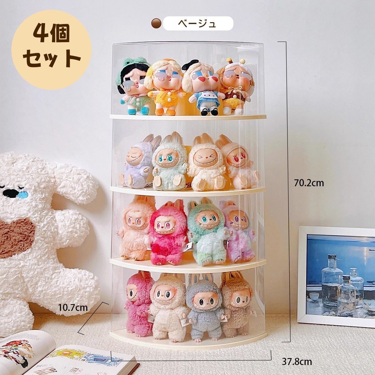 レプリカ】LABUBUラフフぬいぐるみ4体セット ぬいぐるみ (ピンク