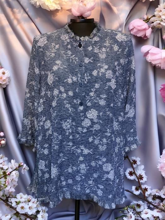 ＬＬサイズ レディースファッション ミセス トップス 前ボタン七分袖チュニック 首 袖フリル ラインはＡラインです 春夏秋 ４０代５０代６０代 税込み12 980円 11 800円 の商品