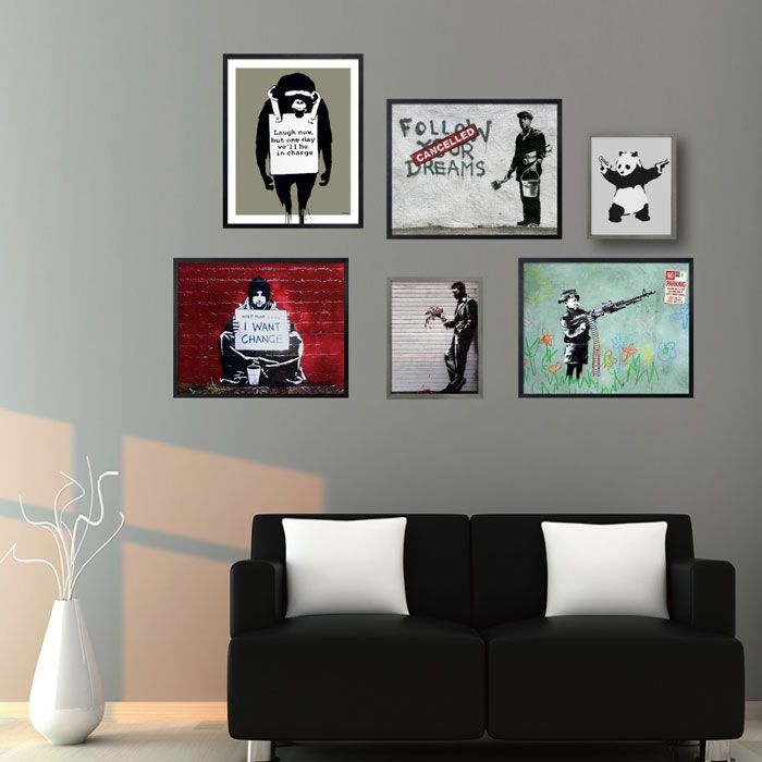 人気のバンクシー作品!!/額装済2点セット!!/ポスター/アート/インテリア バンクシー アートフレーム （Banksy Collection 2） 木製額付き 絵画