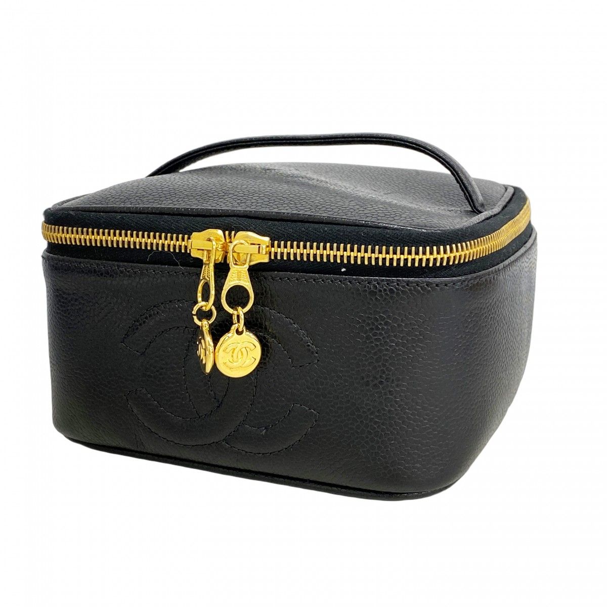 CHANEL バニティバッグ キャビアスキン 黒 ゴールド金具 9695 CHANEL - シャネル CHANEL バニティ ハンド バッグ キャビア