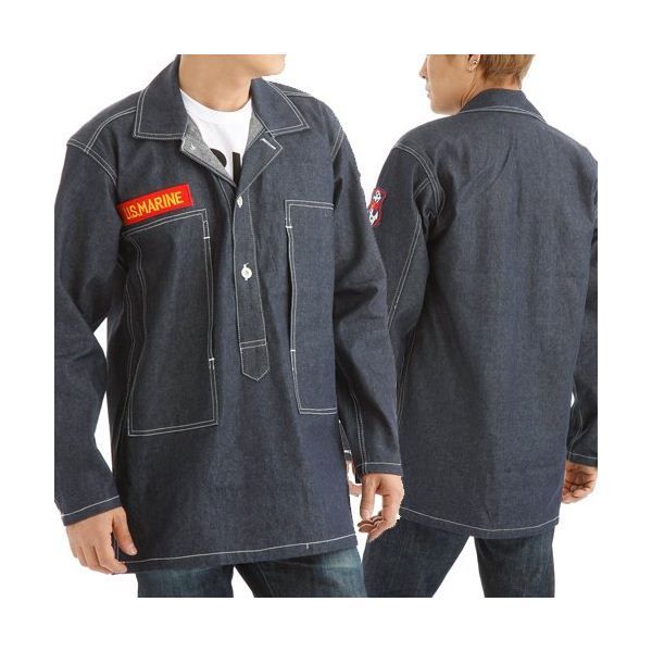 米軍 WW2 デニムワークジャケット ワッペン刺繍付き ネイビー S 36