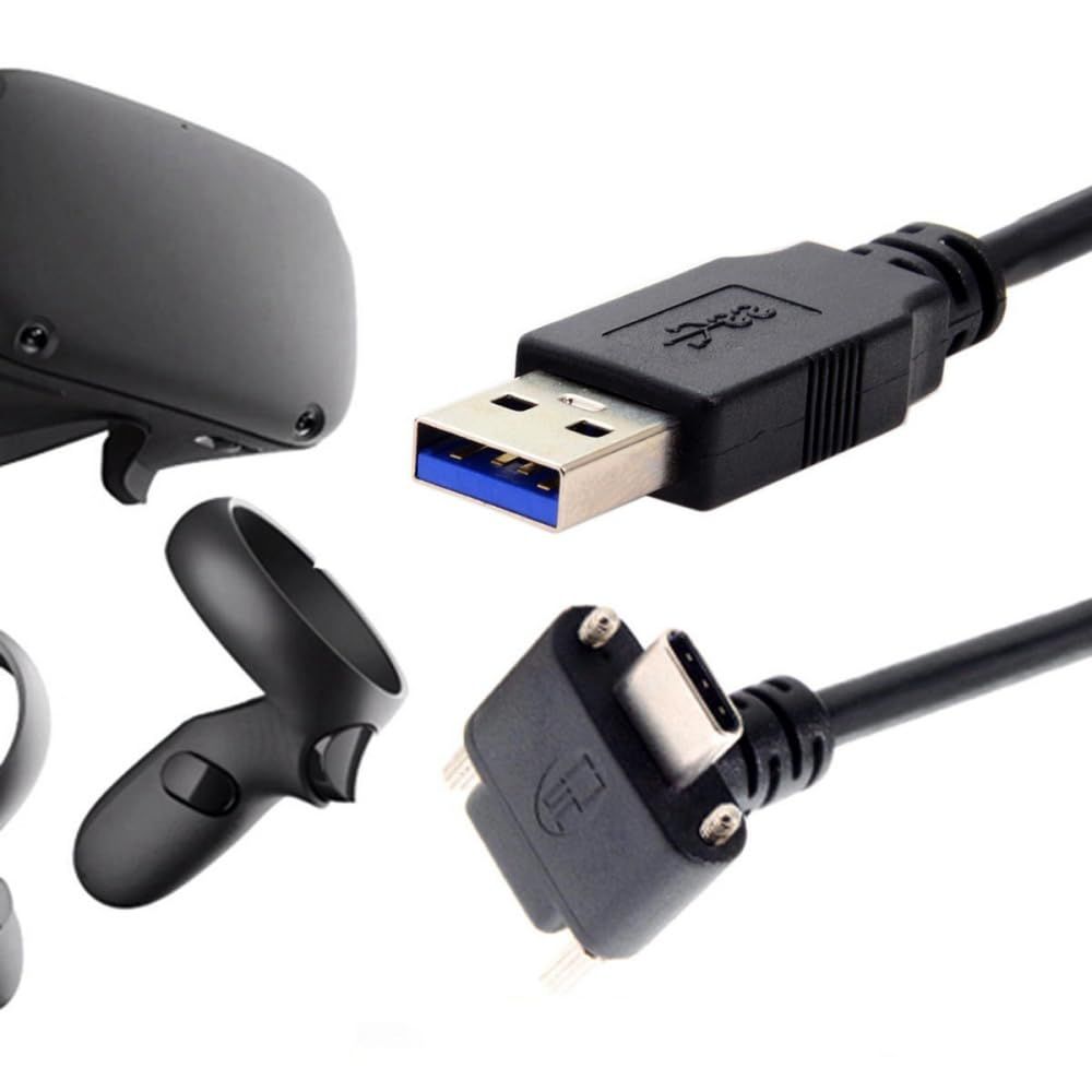 新品 デュアルスクリューロック 標準 Type-C USB3.0 3.1 データケーブル USB 90度 ダウンアップアングル カメラ用 Cablecc (2.0m)