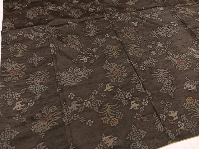 平和屋着物○上質な小紋 紬地 花鳥文 正絹 逸品 AAAZ0554ph