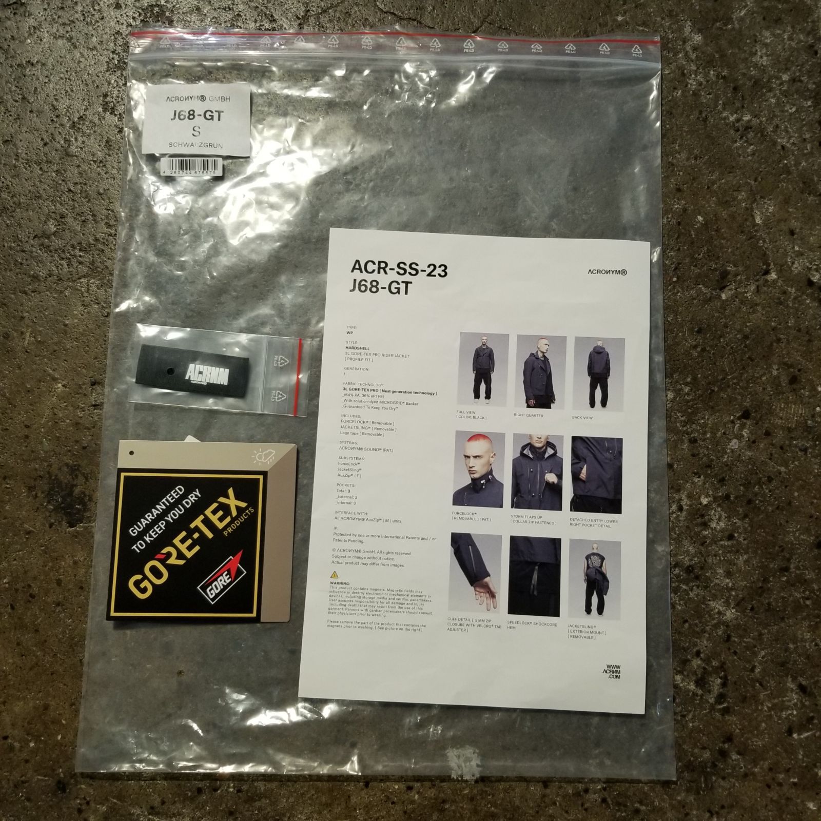 ACRONYM 23SS J68-GT 3L Gore-Tex Pro Rider Jacket 