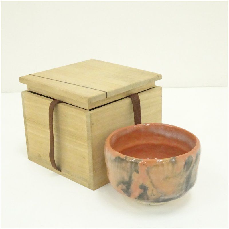 佐々木松楽造 赤楽茶碗（保護箱） 茶道 抹茶 おしゃれ 抹茶茶碗 抹茶碗