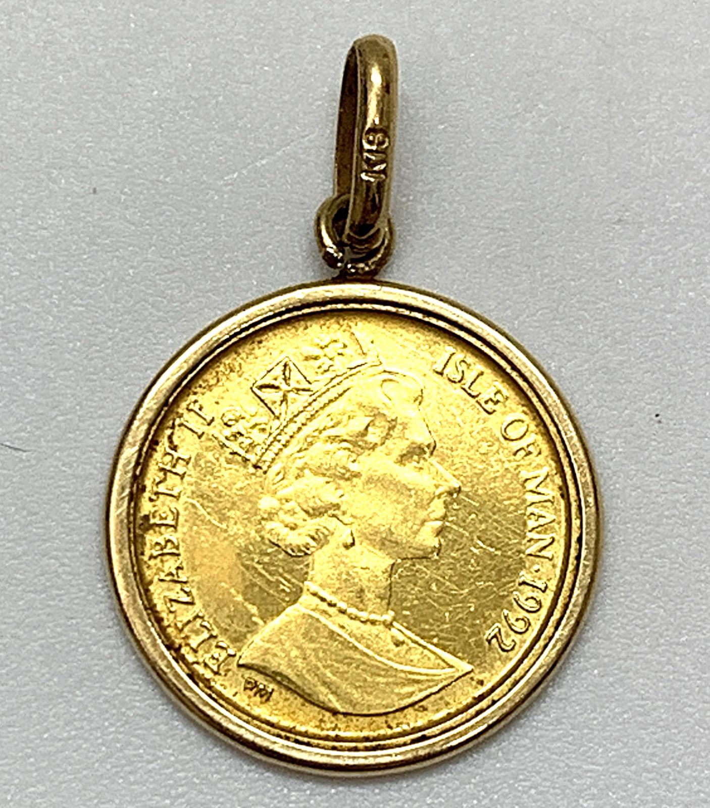 K24 K18 コンビ マン島 キャットコイン トップ 1 25 ペンダントトップ 1.6ｇ