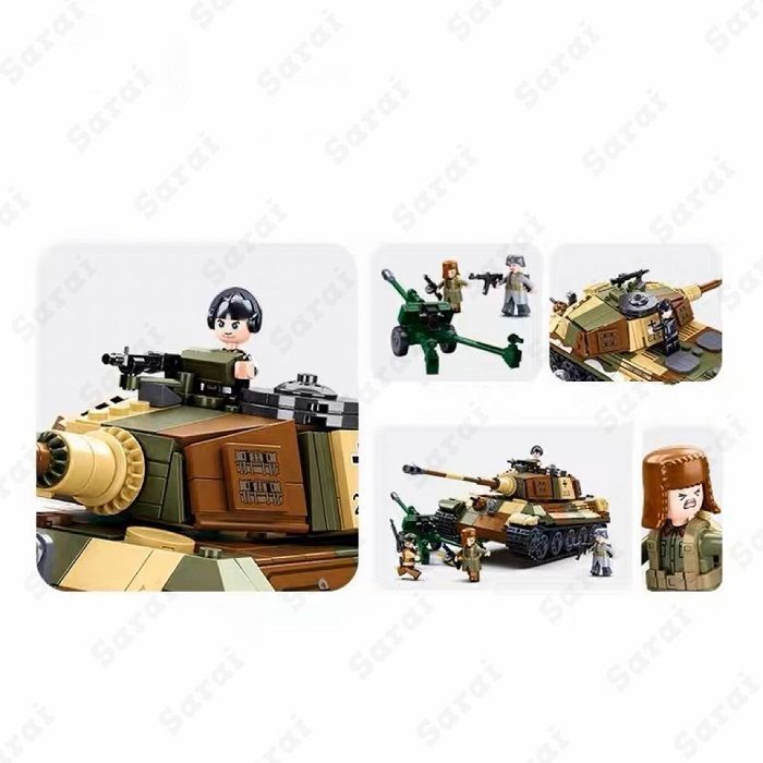 LEGO レゴ 互換 ブロック 模型 プラモデル 重戦車 ティーガーⅡ ドイツ軍 WW2 ミニフィグ 大人のレゴ ミリタリー 子供 こども 互換品  フィギュア 人形 軍隊 軍事 兵隊 武器 兵士 スワット 銃 誕プレ ギフト キッズ 男の子 おもちゃ 玩具 -