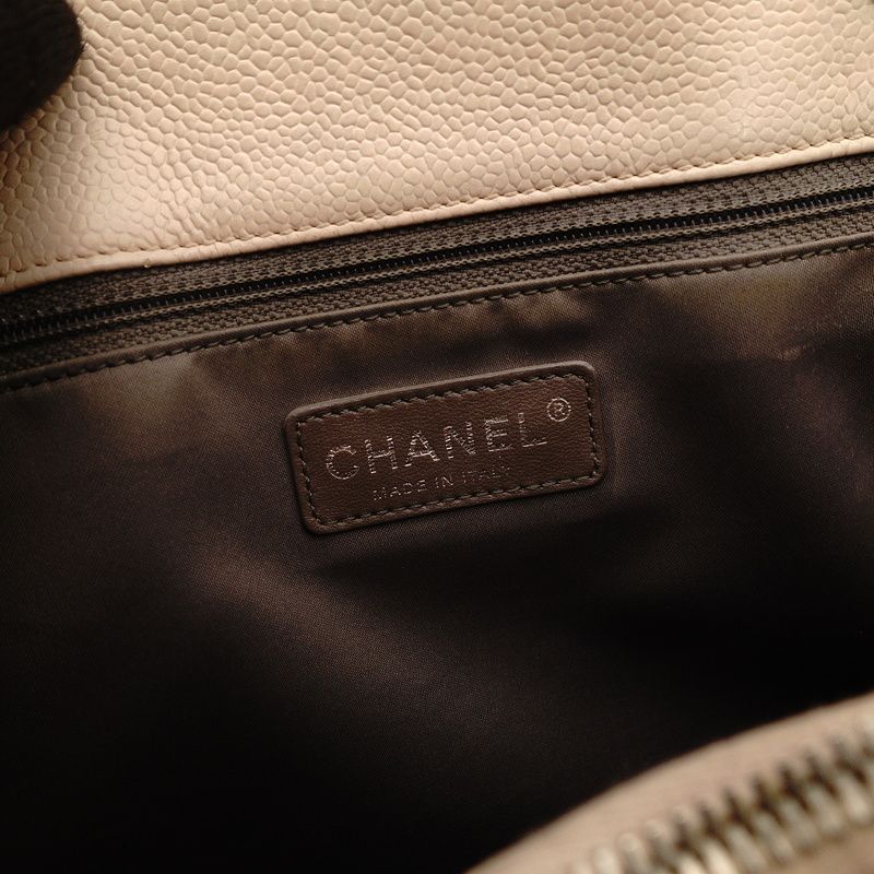 シャネル CHANEL GST グランド ショッピング バッグ ベージュ キャビアスキン ショルダーバッグ シルバー金具 7-9-432 DECORATOM_COM_BR