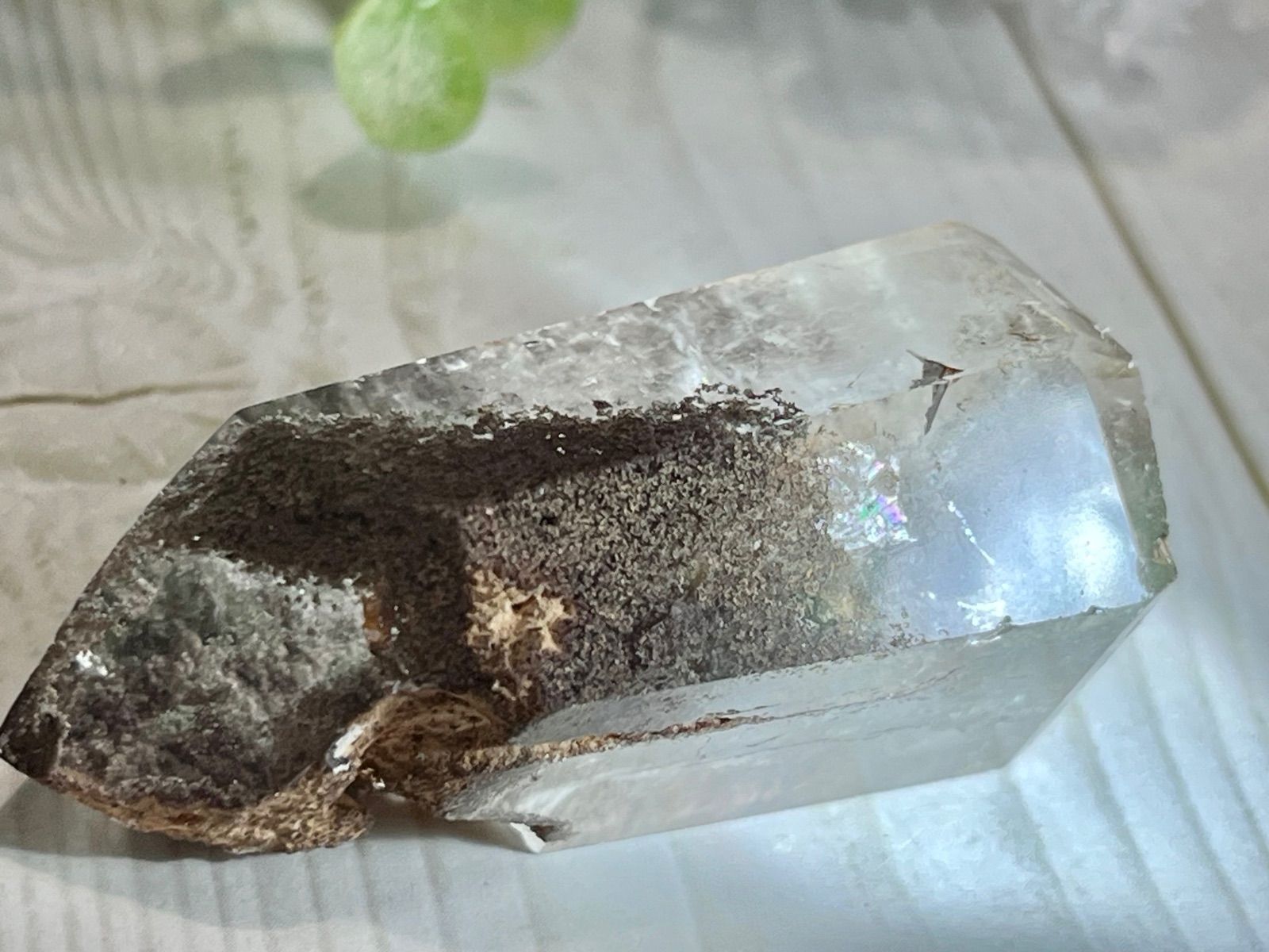 レインボー ガーデンクォーツ ポイント 水晶 クリスタル 原石 グリーン