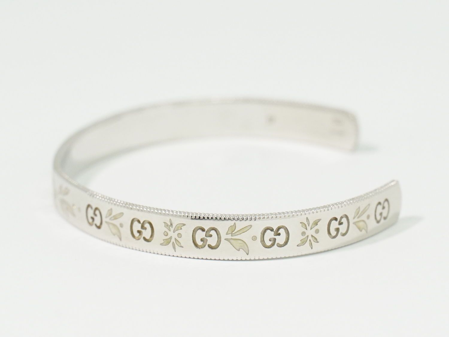 本物 グッチ GUCCI アイコン ブルーム AU750 WG バングル ブレスレット  