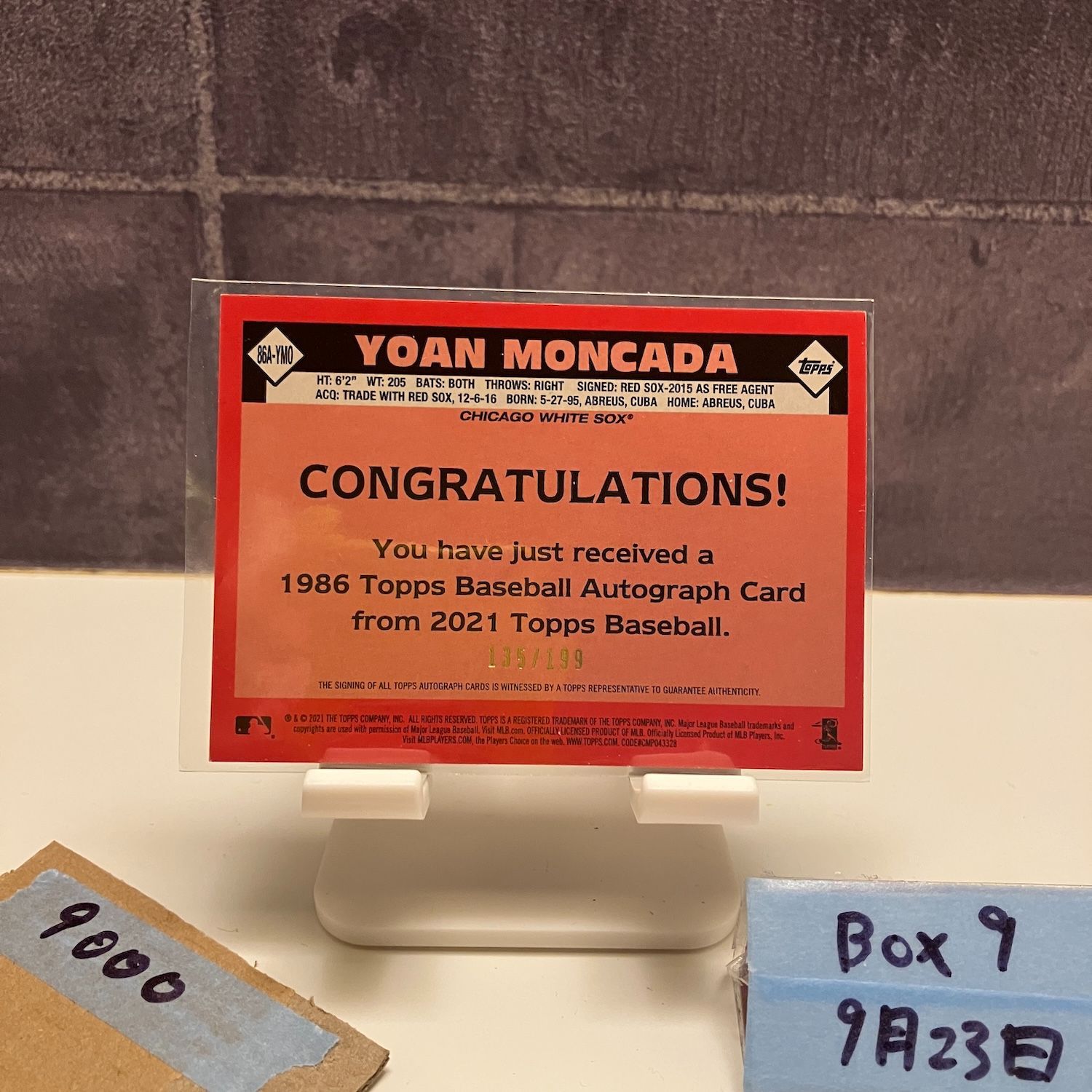 2021 Topps Yoan Moncada 135 199 直筆サイン Chicago White Sox 35th Anniversary カード