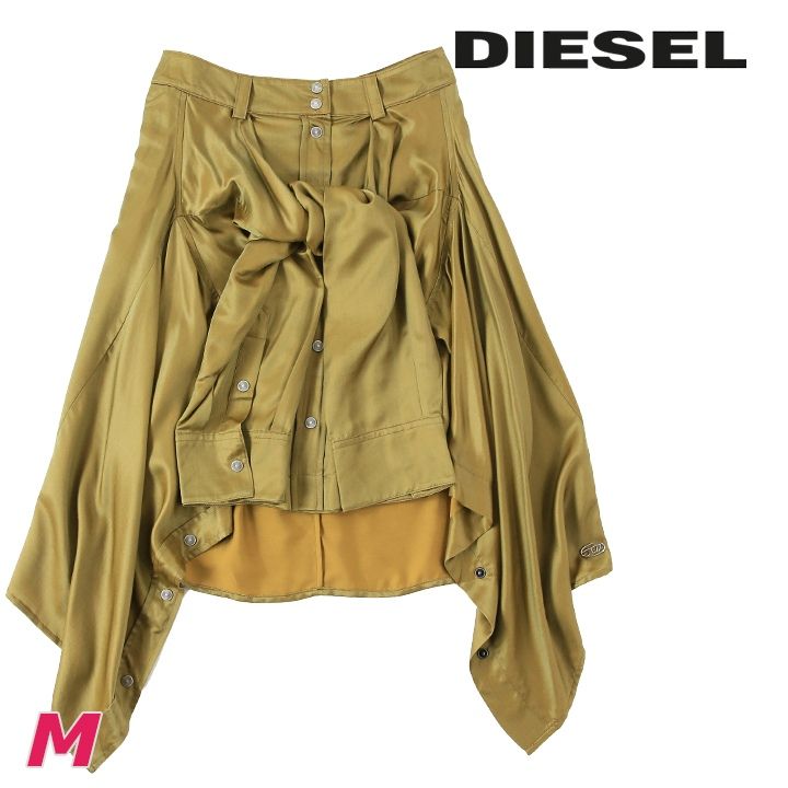 特価 diesel ディーゼル 腰巻きスタイル フェイクシャツ 膝丈スカート 新品・未使用 ディーゼル DIESEL [Mサイズ] 膝丈スカート レディース
