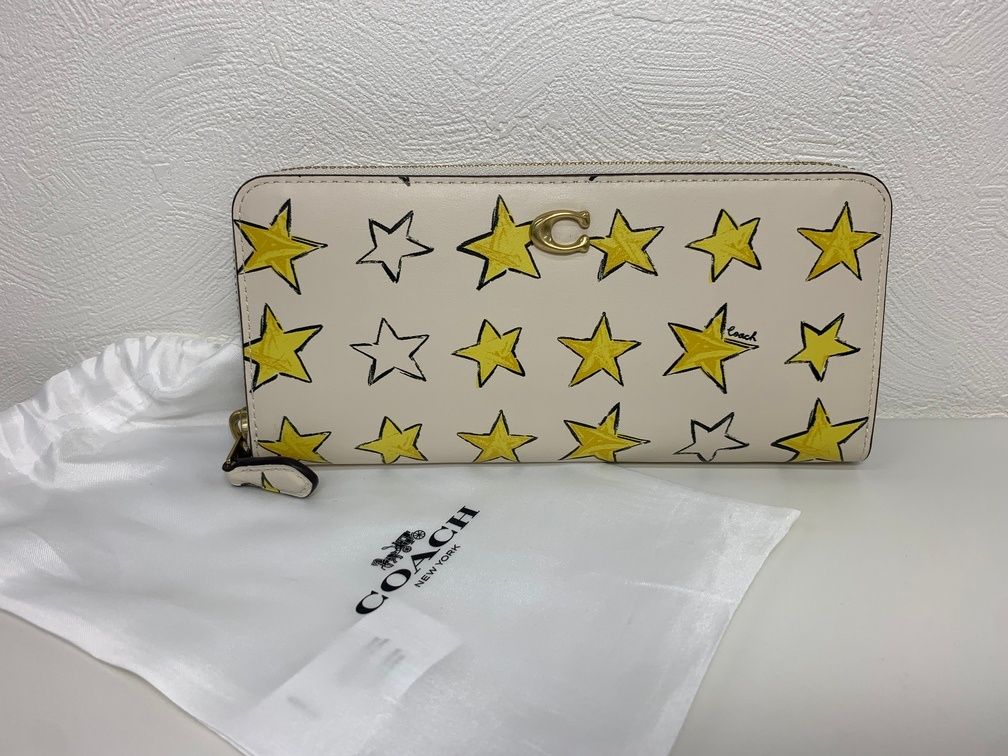 COACH コーチ エッセンシャル スリム アコーディオン ラウンド ジップ ロング ウォレット スター 星柄 長財布 GIY54438