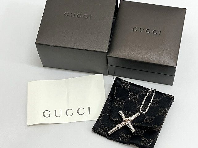 グッチ GUCCI バンブークロス ネックレス sv925 シルバー ベネチアン