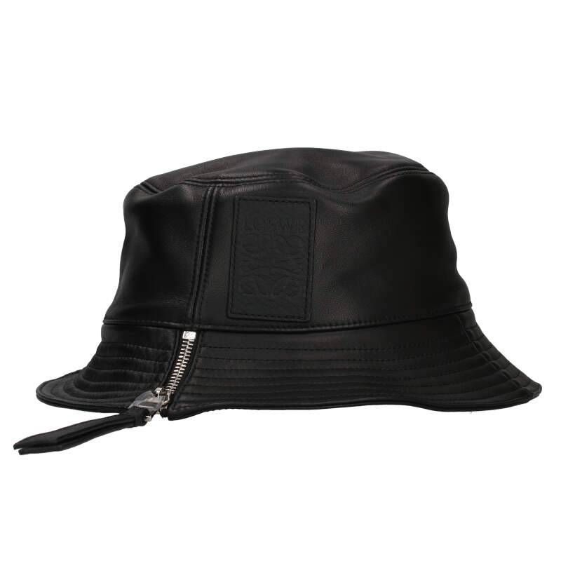 ロエベ フィッシャーマンハット　サイズ59 バケットハット ブラック レザー LOEWE(ロエベ) フィッシャーマンレザーバケットハット ブラック