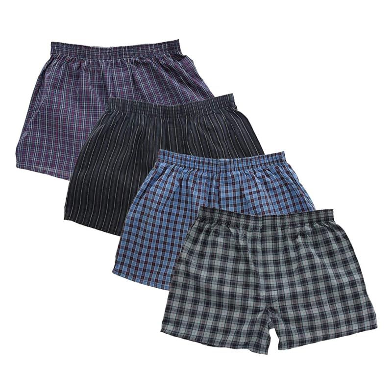 [§Ｄ∞ｄｅｌ　ｌｅｏｎｅ＼ｇｏｄｅｒｓｉ　ｌａ　ｖｉｔａ] [デルレオーネ] 先染め トランクス メンズ 抗菌防臭加工 2枚 4枚 6枚 セット 前開き ボタン付き 綿100％ (4枚セット, 3_l)