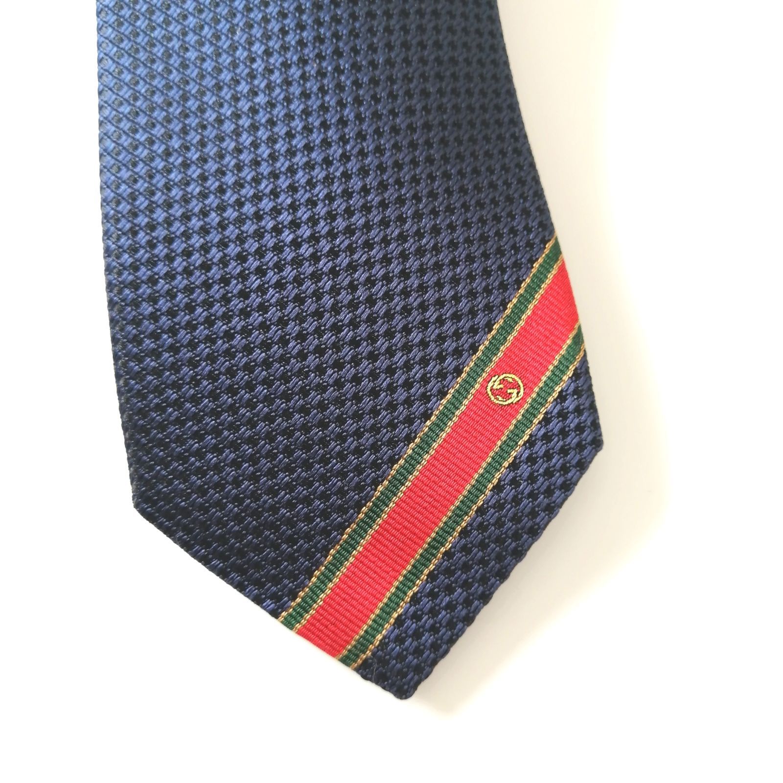希少✨美品✨GUCCI グッチ ネクタイ タイガー　シェリーライン 極美品 グッチ GUCCI ネクタイ シェリーライン ネイビー 【59