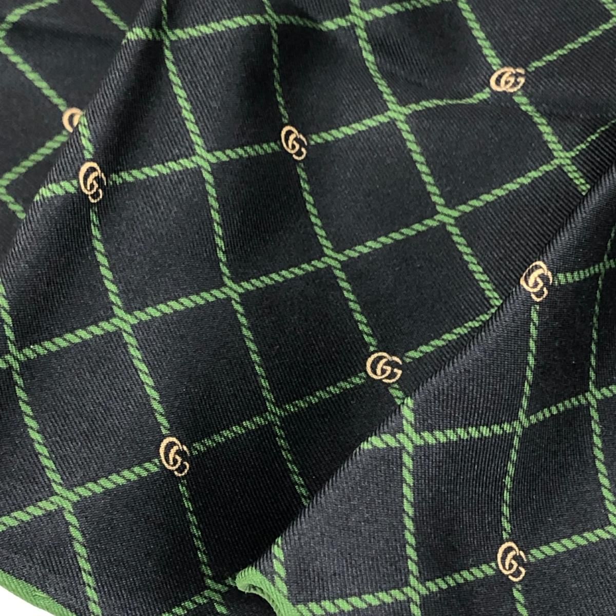 GUCCI グッチ ミニスカーフ  GG柄/マーモント/格子/シルク/ハンカチーフ 732674  絹100％ ネイビー レディース / 240001161613 GUCCI グッチ ミニスカーフ GG柄/マーモント/格子/シルク/ハンカチーフ