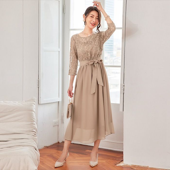 ロングワンピース ドレス ドレスワンピース 総レース シースルー袖 長袖 ロング丈 結婚式 披露宴 レディース フォーマル 春 夏 秋 冬 お呼ばれ 二次会 お呼ばれ 20代 30代 40代