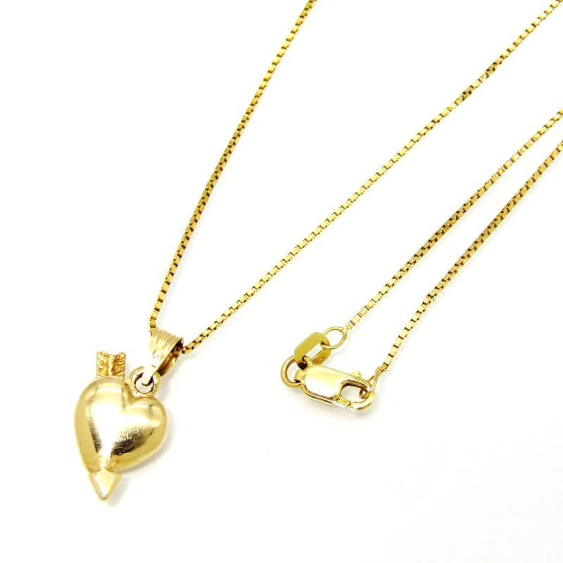 SS17 Supreme Heart And Arrow Gold Pendant + chain 14K Yellow
