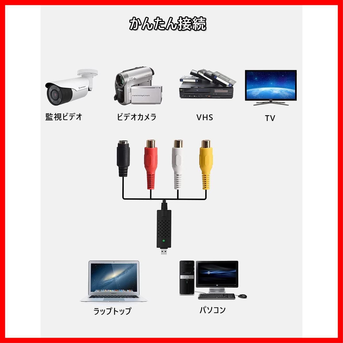 人気商品】キャプチャーケーブル USB2.0ビデオキャプチャー ビデオ