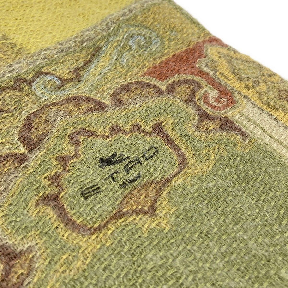 ETRO エトロ マフラー - ダークイエロー×カーキ×マルチ シルク