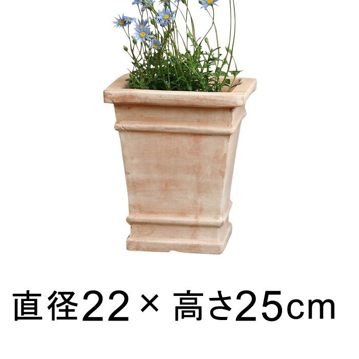 新品】22cm 植木鉢 おしゃれ 横線入り 角 深型 素焼き鉢 小 テラコッタ鉢 ガーデニング 四角 スクエア - メルカリ