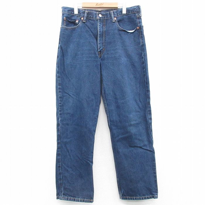 W36/古着 ジーンズ Levis リーバイス 550 メンズ ヒゲ コットン 紺 ネイビー デニム 24sep10 中古 ボトムス ジーパン Gパン ロング パンツ