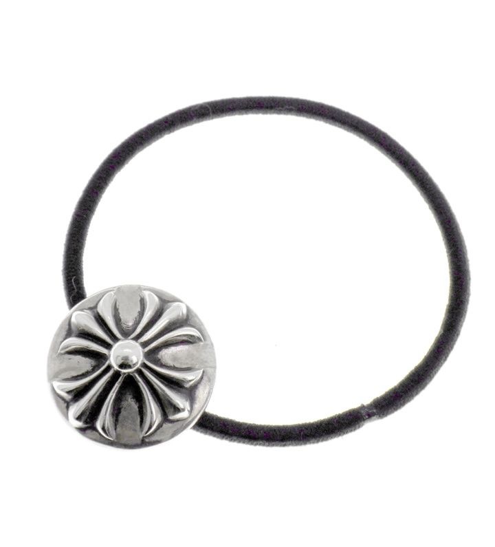 クロムハーツ　クロスボールボタンヘアゴム　　コンチョ　シルバー クロムハーツCHクロスボールボタンヘアゴムコンチョシルバー925