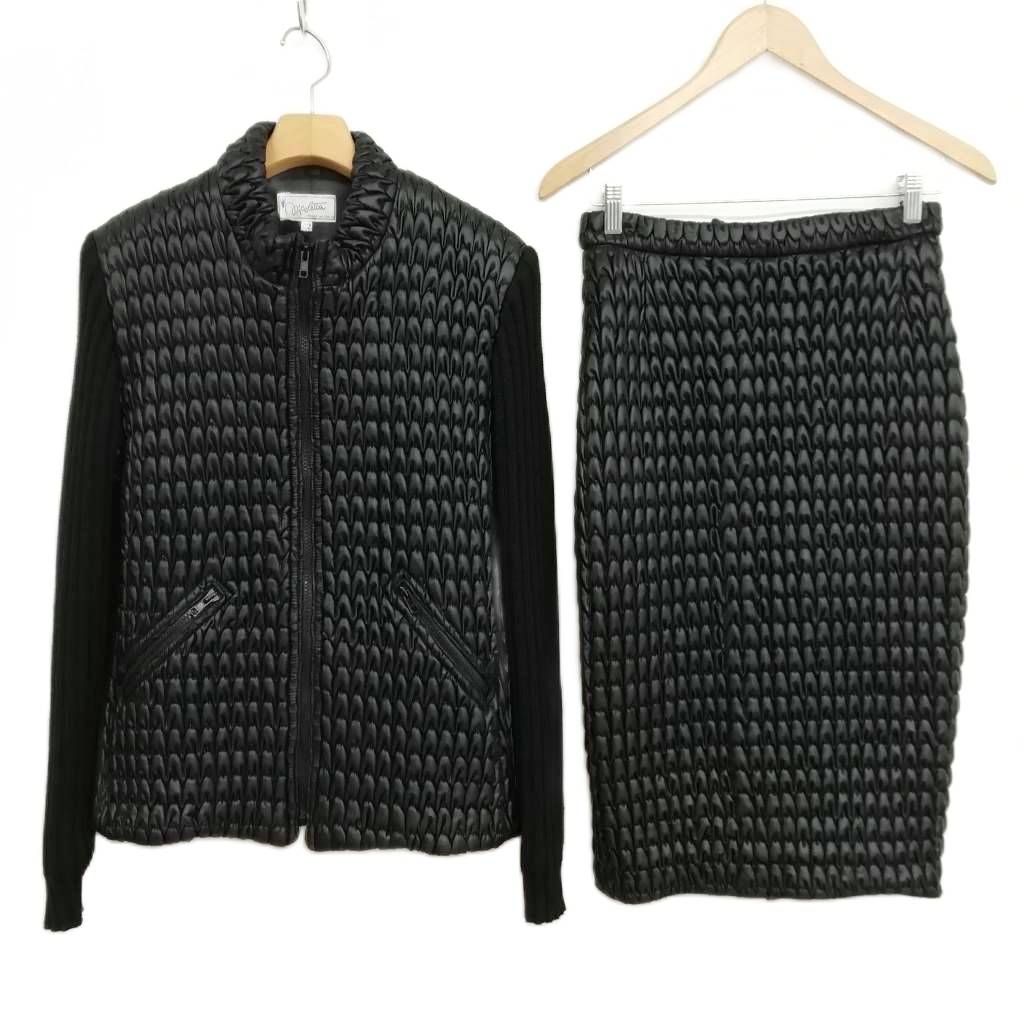 nicoletta made in italy d-tk9007 ヴィンテージ セットアップ スーツ キルティング ニット 42 ブラック