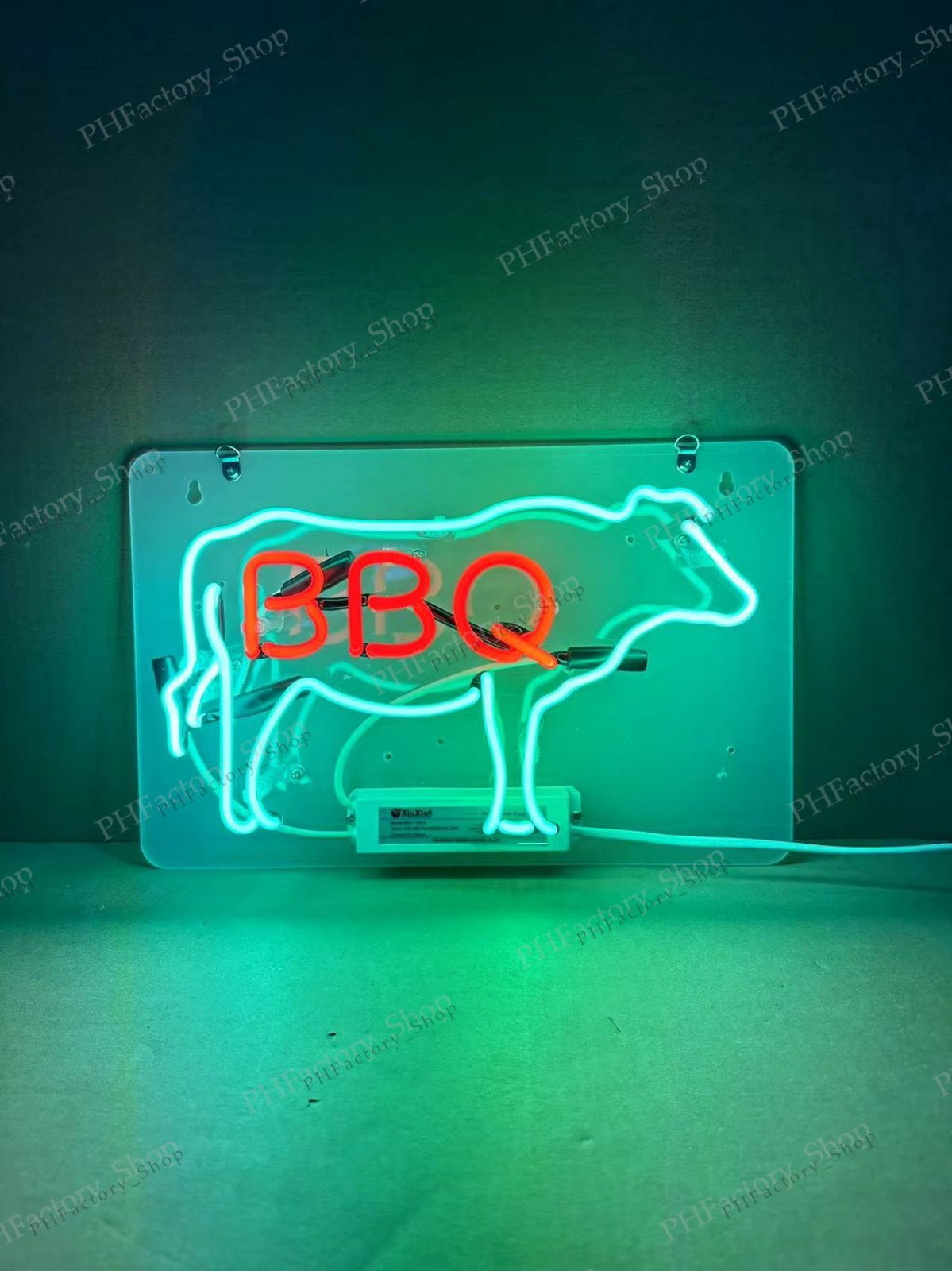 ネオンライト BBQ ネオン管 牛型デザイン オーダーメイド 壁掛け用 赤