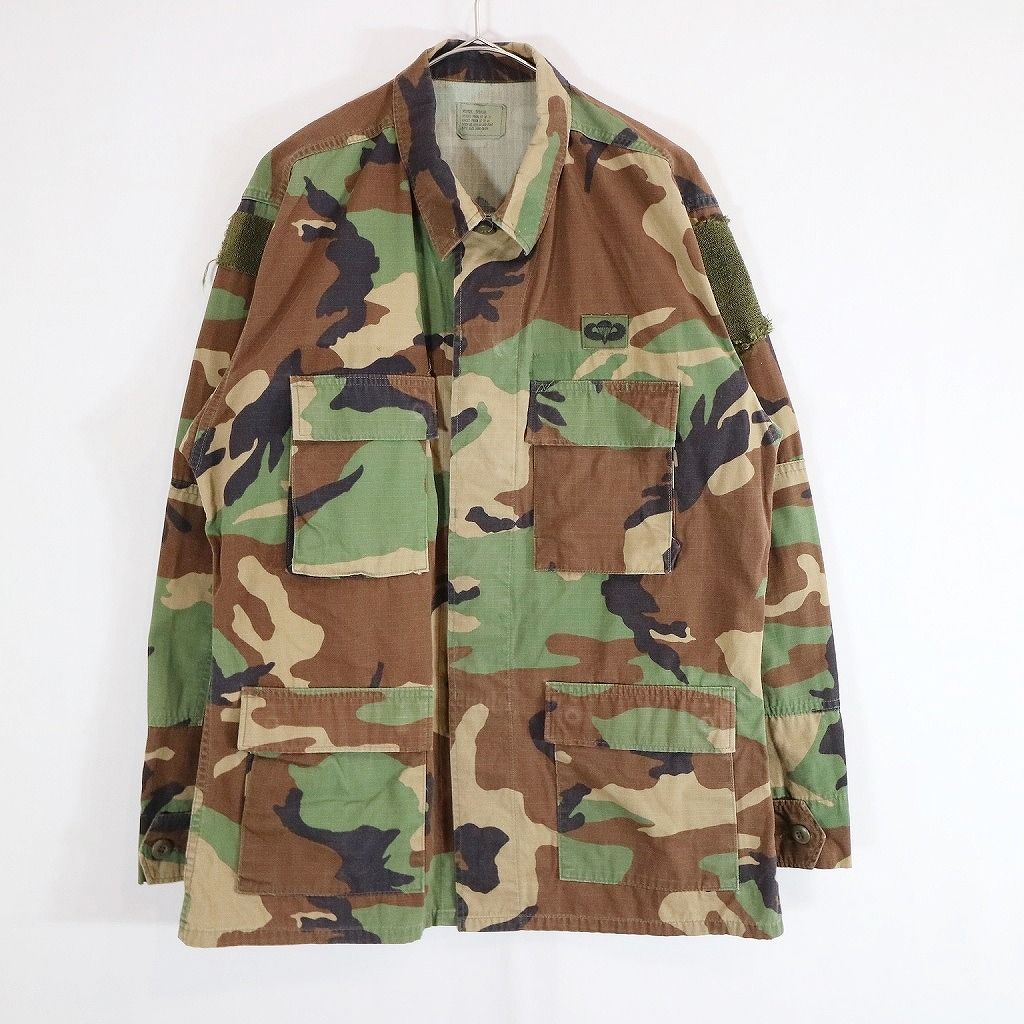 SALE/ 90年代  米軍実物 U.S.ARMY ユーティリティシャツ ミリタリー 戦闘服 アウター ウッドランドカモ (メンズ MEDIUM-REGULAR) 中古 古着 N8894