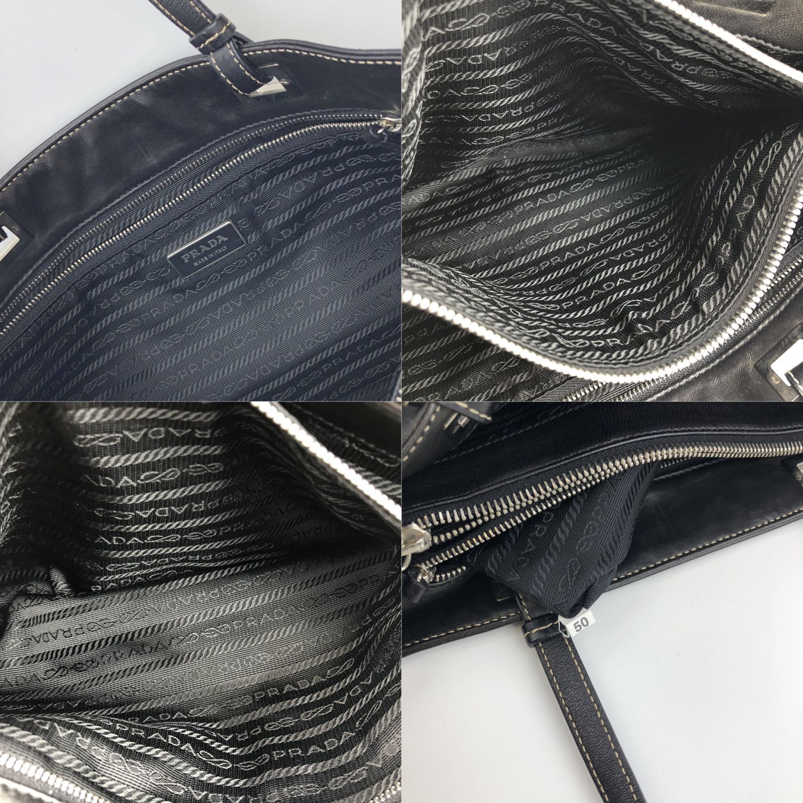 PRADA プラダ トートバッグ ハンドバッグ 三角ロゴ ブラック PRADA プラダ トートバッグ ハンドバッグ 三角ロゴ ブラック
