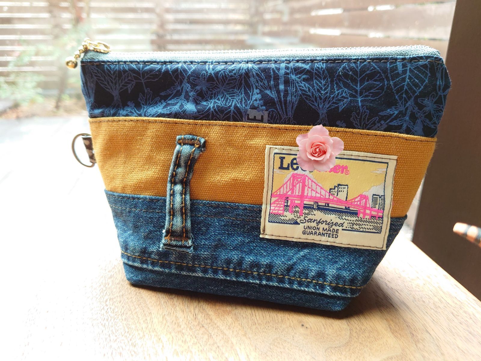 No.83 【ボタニカル🔣✖️ステンシル✨】リメイクデニムパッチワーク  