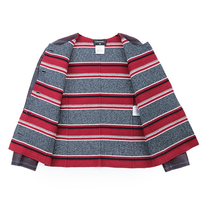 極美品】CHANEL シャネル ラメ入りノーカラーデニムジャケット