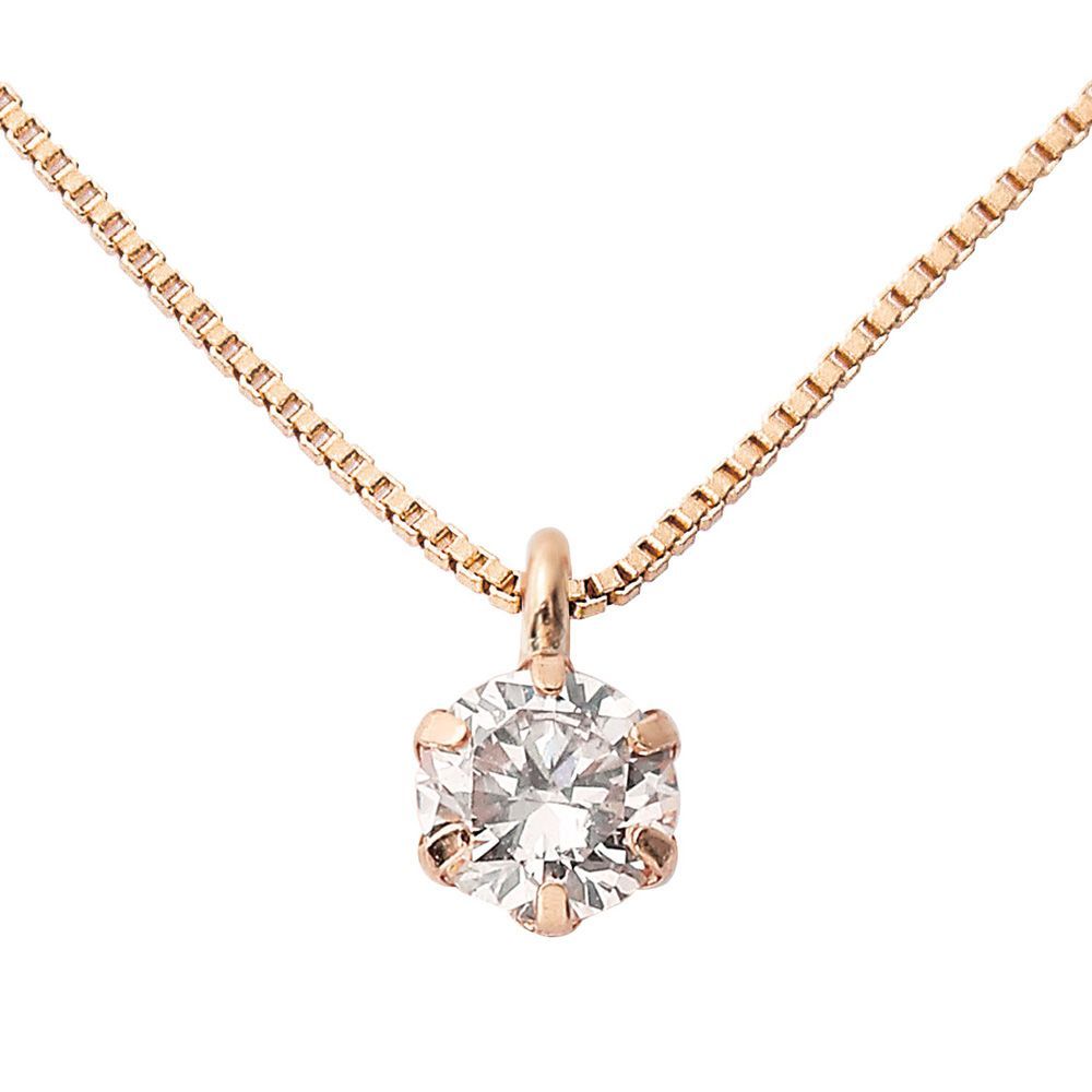 ダイヤモンド ネックレス 0.1ct K18 ピンクゴールド ダイヤ
