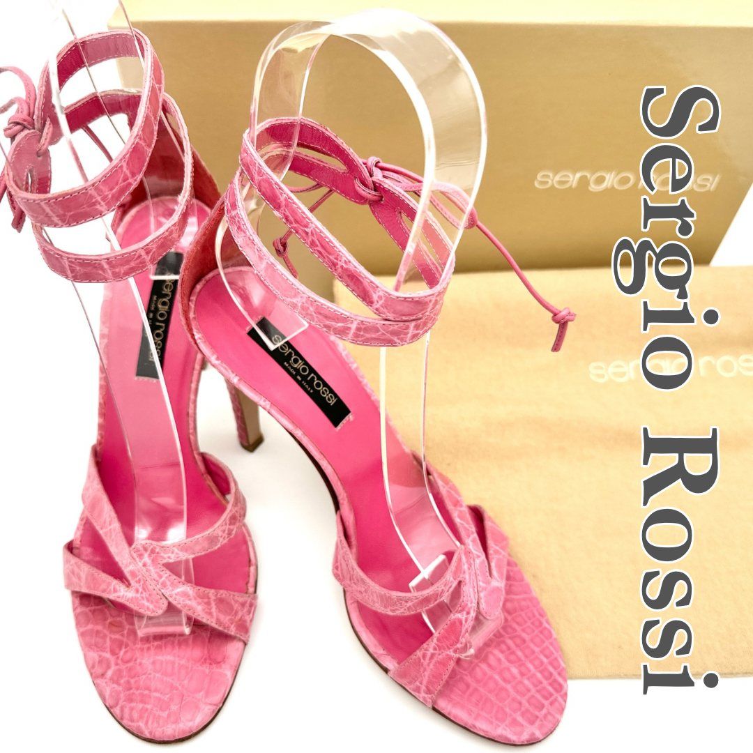 □希少□ Sergio Rossi サンダル クロコ型押し アンクル
