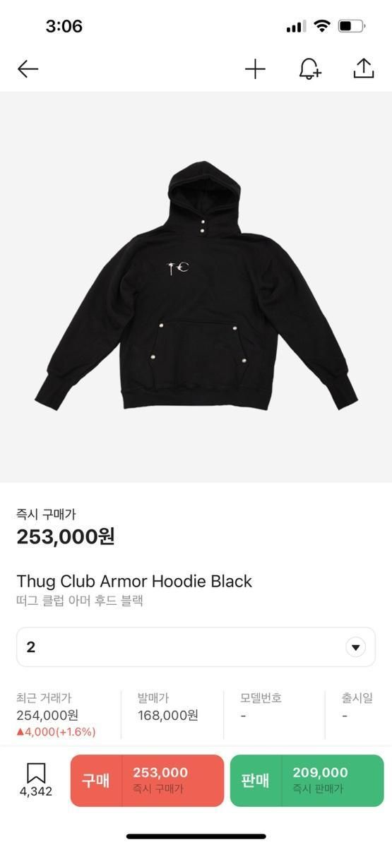 【雷市場（ポンジャン）商品韓国直送】Thug Club(サグクラブ) 大目見知り フーディー パーカー 2 新品