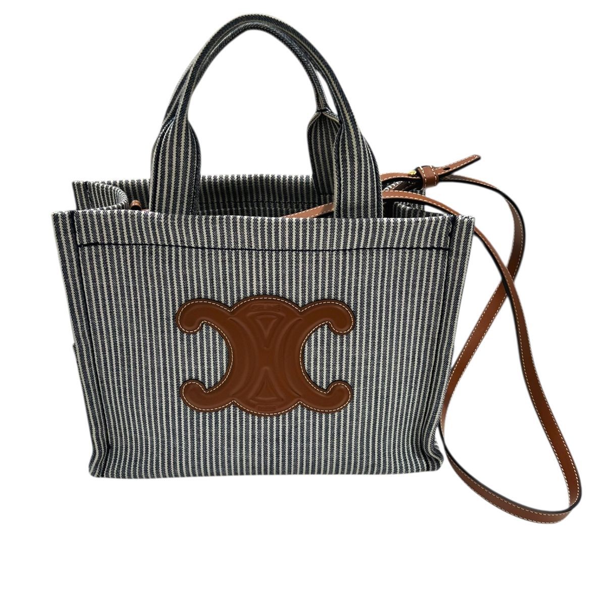 CELINE セリーヌ ショルダーバッグ 199162FU5.07OC スモール カバ タイス ストライプテキスタイル 2Wayショルダーバッグ レディース24032461 SA