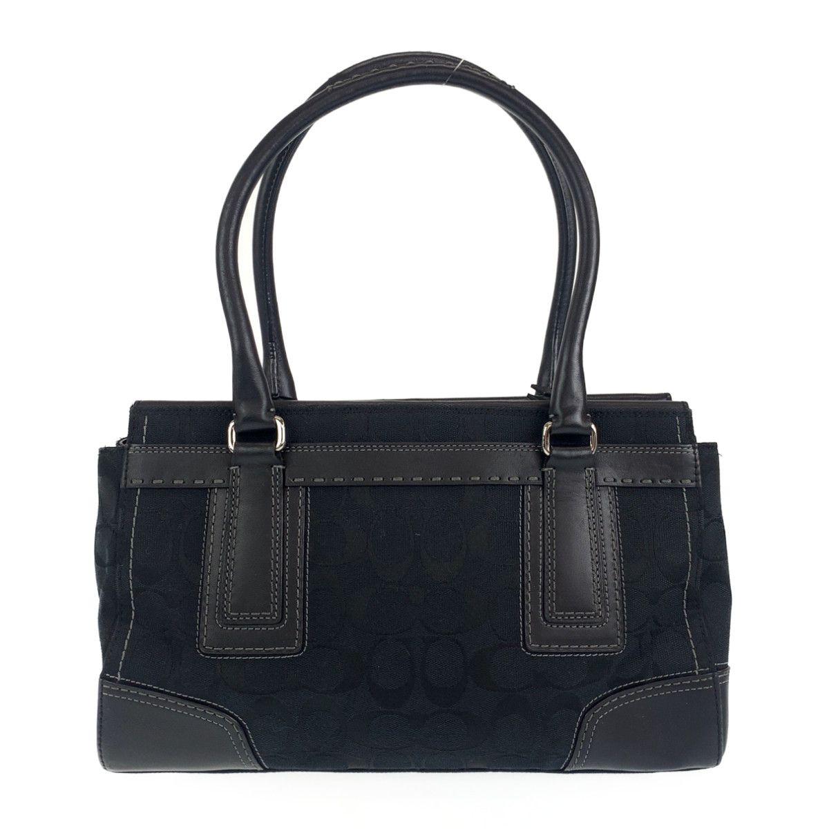 COACH コーチ シグネチャー ブラック 黒 シルバー金具 キャンバス