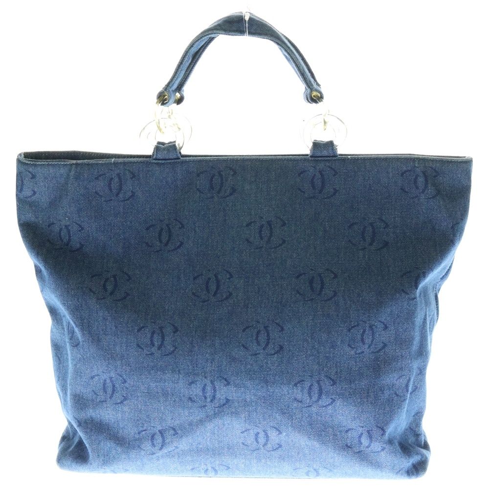 CHANEL シャネル デニム ココマーク トートバッグ ハンドバッグ プラスチックチェーン インディゴブルー A18091