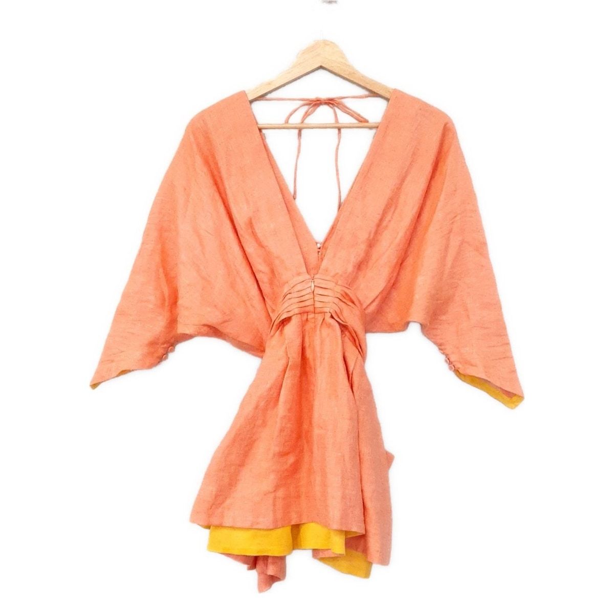 MYLAN マイラン チュニック サイズF レディース - オレンジ Vネック|長袖|麻