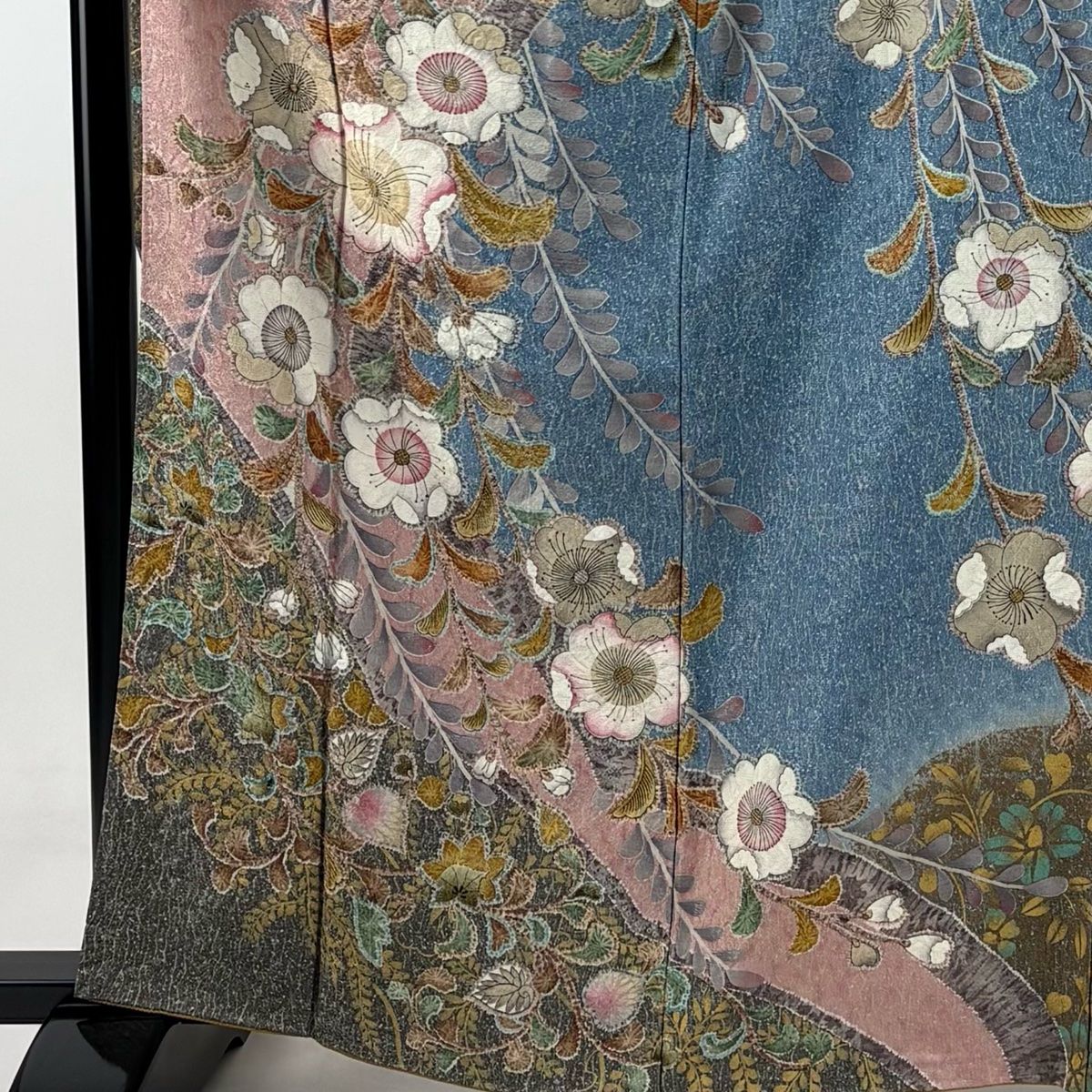 振袖 身丈165.5cm 裄丈66cm M 袷 辻が花柄 銀通し 染め分け ピンクベージュ 正絹